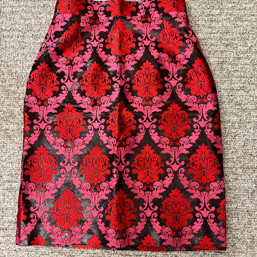 MARY KATRANTZOU Red and Pink Floral Skirt